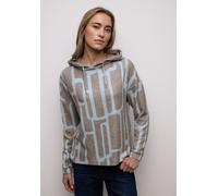 Street One Frauen Gemusterter Hoodie Shirt in Blau, Gr: 36