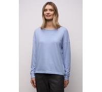 Langarmshirt STREET ONE, Damen, Gr. 36, frosted blau meliert, Stoff, 83% Viskose, 17% Polyester, meliert, normal normal, Rundhals, Bündchen, Shirts Langarmshirt, im Melange Look (11205525-36) frosted