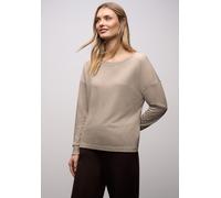 Langarmshirt STREET ONE, Damen, Gr. 36, light terra mocha meliert, Jersey, Obermaterial: 83% Viskose, 17% Polyester, unifarben, lässig geschnitten hüftbedeckend, Rundhals, Bündchen, Shirts Langarmshir