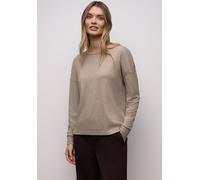 Langarmshirt STREET ONE, Damen, Gr. 36, light terra mocha meliert, Stoff, 83% Viskose, 17% Polyester, meliert, normal normal, Rundhals, Bündchen, Shirts Langarmshirt, im Melange Look (16442120-36) lig