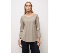 Langarmshirt STREET ONE, Damen, Gr. 36, morning beige, Web, 50% Baumwolle, 50% Modal, unifarben, normal lang, U-Boot-Ausschnitt, normaler Saum, Shirts Langarmshirt, in Unifarbe (25375668-36) morning b