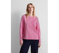 Langarmshirt STREET ONE, Damen, Gr. 36, pink (cozy pink), Web, 52% Baumwolle, 46% Polyester, 2% Elasthan, unifarben mit Farbeinsatz, normal normal, U-Boot-Ausschnitt, Bündchen, Shirts, mit dekorativer