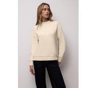 Langarmshirt STREET ONE, Damen, Gr. 36, soft beige, Stoff, 48% Viskose, 47% Polyester, 5% Elasthan, unifarben, comfort fit normal, Rundhals, Bündchen, Shirts Langarmshirt, mit Ripp-Details (89613648-3