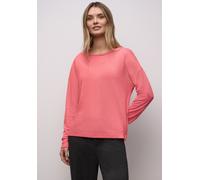Langarmshirt STREET ONE, Damen, Gr. 36, striking coral meliert, Stoff, 83% Viskose, 17% Polyester, meliert, normal normal, Rundhals, Bündchen, Shirts Langarmshirt, im Melange Look (53491507-36) striki