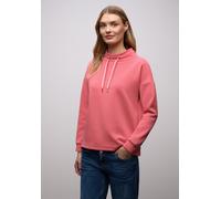 Langarmshirt STREET ONE, Damen, Gr. 36, striking coral, Stoff, 46% Modal, 46% Polyester, 8% Elasthan, unifarben, normal normal, hoch geschlossener Ausschnitt, abgesteppt, Shirts Langarmshirt, im Silk