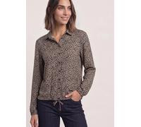 Langarmshirt STREET ONE, Damen, Gr. 38, beige (schwarz), Web, 50% Baumwolle, 50% Modal, comfort fit normal, V-Ausschnitt, elastischer Bund, Shirts Langarmshirt, mit Knopfleiste (76586427-38) schwarz