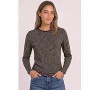 Langarmshirt STREET ONE, Damen, Gr. 38, grün (schwarz), Jersey, 95% Baumwolle, 5% Elasthan, regular fit normal, Rundhals, abgesteppt, Shirts Langarmshirt, Jersey (35673759-38) schwarz