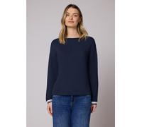 Langarmshirt STREET ONE, Damen, Gr. 38, shadowed navy, Stoff, 67% Viskose, 29% Polyester, 4% Elasthan, unifarben, normal normal, U-Boot-Ausschnitt, Rippbündchen, Shirts Langarmshirt, mit U-Boot-Aussch