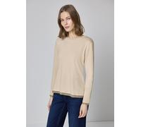 Langarmshirt STREET ONE, Damen, Gr. 40, cotton beige, Web, 95% Baumwolle, 5% Elasthan, unifarben, normal normal, Rundhals, Rüschen, Shirts Langarmshirt, Jersey (93367231-40) cotton beige