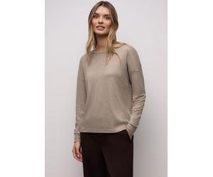 Langarmshirt STREET ONE, Damen, Gr. 40, light terra mocha meliert, Stoff, 83% Viskose, 17% Polyester, meliert, normal normal, Rundhals, Bündchen, Shirts Langarmshirt, im Melange Look (16442120-40) lig