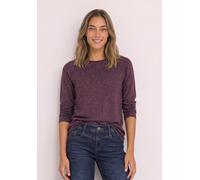 Langarmshirt STREET ONE, Damen, Gr. 40, lila (rustic rouge), Stoff, 67% Viskose, 30% Polyester, 3% Elasthan, unifarben, normal normal, Rundhals, abgesteppt, Shirts Langarmshirt, aus softem Materialmix