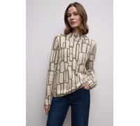 Langarmshirt STREET ONE, Damen, Gr. 40, soft beige, Stoff, 54% Polyamid, 30% Polyester, 16% Viskose, gemustert, comfort fit normal, Rundhals, Bündchen, Shirts Langarmshirt, mit grafischem Muster (7274