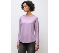 Langarmshirt STREET ONE, Damen, Gr. 40, soft lavender meliert, Stoff, 67% Viskose, 30% Polyester, 3% Elasthan, unifarben, normal normal, Rundhals, abgesteppt, Shirts Langarmshirt, aus softem Materialm