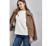 Langarmshirt STREET ONE, Damen, Gr. 40, weiß (lucid weiß), Web, 66% Baumwolle, 32% Polyester, 2% Elasthan, gestreift, normal normal, Rundhals, Bündchen, Shirts Langarmshirt, mit Turtleneck (25574952-4