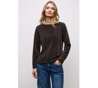 Rundhalspullover STREET ONE, Damen, Gr. 42, deep roast braun, Strick, Obermaterial: 98% Polyester, 2% Elasthan, unifarben, regular fit normal, U-Boot-Ausschnitt, gerader Abschluss, Pullover Rundhalspu