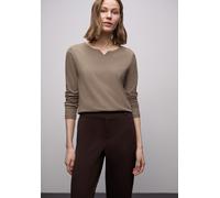 Street One Frauen Basic Shirt mit Rippstruktur in Braun, Gr: 42