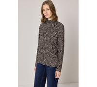 Langarmshirt STREET ONE, Damen, Gr. 42, molten earth, Jersey, Obermaterial: 95% Viskose, 5% Elasthan, animal-print, tailliert hüftbedeckend, Rundhals, Shirts Langarmshirt, mit Leo-Animal-Print (910964