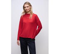 Langarmshirt STREET ONE, Damen, Gr. 42, racing rot meliert, Stoff, 80% Viskose, 15% Polyester, 5% Elasthan, unifarben, normal normal, Rundhals, abgesteppt, Shirts Langarmshirt, aus strecthigem Viskose