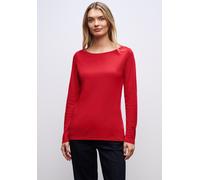 Langarmshirt STREET ONE "Style Lanea", Damen, Gr. 42, racing rot, Jersey, Obermaterial: 50% Baumwolle, 50% Modal. Futter: 100% Baumwolle, unifarben, regular fit normal, U-Boot-Ausschnitt, angesetztes 
