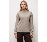 Langarmshirt STREET ONE, Damen, Gr. 42, sanded beige meliert, Stoff, 58% Viskose, 39% Polyester, 3% Elasthan, unifarben, normal normal, hoch geschlossener Ausschnitt, Bündchen, Shirts Langarmshirt, im