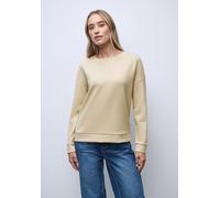 Langarmshirt STREET ONE, Damen, Gr. 42, sanded beige meliert, Stoff, 72% Polyester, 22% Viskose, 6% Elasthan, unifarben, normal normal, Rundhals, Bündchen, Shirts Langarmshirt (47163521-42) sanded bei