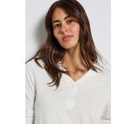 Langarmshirt STREET ONE, Damen, Gr. 42, sanftes weiß, Jersey, Obermaterial: 95% Viskose, 5% Elasthan, unifarben, regular fit normal, V-Ausschnitt, gerader Abschluss, Shirts, mit V-Ausschnitt (74570538