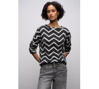 Langarmshirt STREET ONE, Damen, Gr. 42, schwarz, Stoff, 64% Polyamid, 23% Polyester, 13% Viskose, unifarben, comfort fit normal, U-Boot-Ausschnitt, normaler Saum, Shirts Langarmshirt, im Shirt-Style (