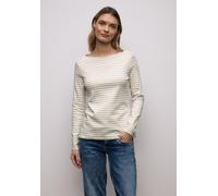 Street One Langarmshirt gestreift – 100% Baumwolle, tailliert, U-Boot-Ausschnitt – Damen Größe 44