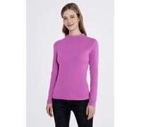 Langarmshirt STREET ONE STUDIO, Damen, Gr. 44, floral pink, Web, 48% Baumwolle, 47% Modal, 5% Elasthan, unifarben, comfort fit normal, ohne Ausschnitt, abgesteppt, Shirts Langarmshirt, mit Turtleneck