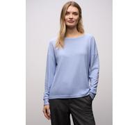 Langarmshirt STREET ONE, Damen, Gr. 44, frosted blau meliert, Jersey, Obermaterial: 83% Viskose, 17% Polyester, unifarben, lässig geschnitten hüftbedeckend, Rundhals, Bündchen, Shirts Langarmshirt, im