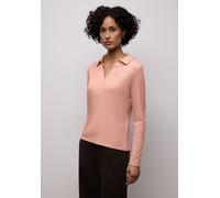 Langarmshirt STREET ONE, Damen, Gr. 44, light apricot meliert, Web, 96% Baumwolle, 4% Elasthan, unifarben, normal normal, hoch geschlossener Ausschnitt, angesetztes Bündchen, Shirts Langarmshirt, in M