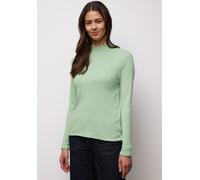 Langarmshirt STREET ONE, Damen, Gr. 44, pale mint grün, Web, 95% Baumwolle, 5% Elasthan, unifarben, normal normal, hoch geschlossener Ausschnitt, abgesteppt, Shirts Langarmshirt, im soften Baumwoll-Mi