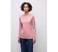 Langarmshirt STREET ONE, Damen, Gr. 44, powder pink, Web, 50% Baumwolle, 50% Modal, unifarben, normal normal, U-Boot-Ausschnitt, normaler Saum, Shirts Langarmshirt, in Unifarbe (21514449-44) powder pi