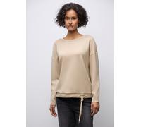 Langarmshirt STREET ONE, Damen, Gr. 44, sanded beige, Stoff, 46% Modal, 46% Polyester, 8% Elasthan, unifarben, normal normal, Rundhals, abgesteppt, Shirts Langarmshirt, mit Tunnelzug am Saum (83776619