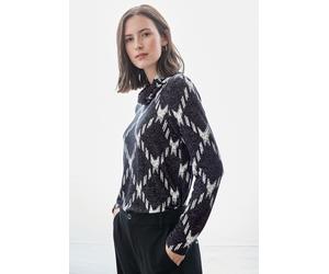 Langarmshirt STREET ONE, Damen, Gr. 44, schwarz, Strick, Obermaterial: 70% Viskose, 20% Polyester, 10% Elasthan, gemustert, gerade hüftbedeckend, Rundhals, Shirts Langarmshirt, mit Rollkragen (9752714