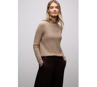 Langarmshirt STREET ONE, Damen, Gr. 46, light terra mocha meliert, Jersey, Obermaterial: 80% Viskose, 15% Polyester, 5% Elasthan, unifarben, körpernah hüftbedeckend, Rundhals, Shirts Langarmshirt, in