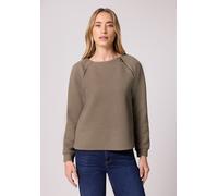 Langarmshirt STREET ONE, Damen, Gr. 46, light terra mocha, Web, 75% Polyester, 20% Viskose, 5% Elasthan, unifarben, normal normal, U-Boot-Ausschnitt, Bündchen, Shirts Langarmshirt, mit U-Boot-Ausschni