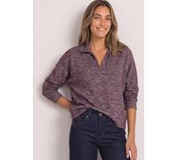 Langarmshirt STREET ONE, Damen, Gr. 46, lila (rustic rouge meliert), Stoff, 51% Polyester, 45% Viskose, 4% Elasthan, meliert, regular fit normal, ohne Ausschnitt, Bündchen, Shirts Langarmshirt, aus el