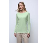Langarmshirt STREET ONE, Damen, Gr. 46, pale mint grün, Web, Obermaterial: 50% Baumwolle, 50% Modal; Futter: 100% Baumwolle, unifarben, normal normal, U-Boot-Ausschnitt, abgesteppt, Shirts Langarmshir