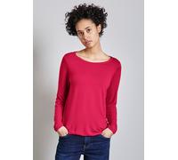 Langarmshirt STREET ONE, Damen, Gr. 46, pink (power berry), Stoff, 95% Viskose, 5% Elasthan, unifarben, normal normal, U-Boot-Ausschnitt, Bündchen, Shirts Langarmshirt, mit U-Boot-Ausschnitt (78498034