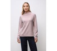 Langarmshirt STREET ONE, Damen, Gr. 46, powder pink meliert, Stoff, 58% Viskose, 39% Polyester, 3% Elasthan, unifarben, normal normal, hoch geschlossener Ausschnitt, Bündchen, Shirts Langarmshirt, im 
