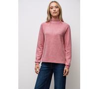 Langarmshirt STREET ONE, Damen, Gr. 46, racing rot meliert, Stoff, 58% Viskose, 39% Polyester, 3% Elasthan, unifarben, normal normal, hoch geschlossener Ausschnitt, Bündchen, Shirts Langarmshirt, im M