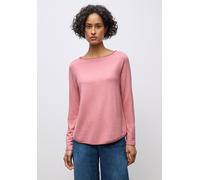 Langarmshirt STREET ONE, Damen, Gr. 46, rosa (almond coral meliert), Stoff, 67% Viskose, 30% Polyester, 3% Elasthan, unifarben, normal normal, Rundhals, abgesteppt, Shirts Langarmshirt, aus softem Mat