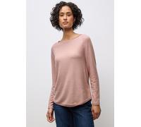 Langarmshirt STREET ONE, Damen, Gr. 46, faded rose meliert, Stoff, 67% Viskose, 30% Polyester, 3% Elasthan, unifarben, normal normal, Rundhals, abgesteppt, Shirts Langarmshirt, aus softem Materialmix 