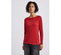 Langarmshirt STREET ONE, Damen, Gr. 46, racing rot, Stoff, 50% Baumwolle, 50% Modal, unifarben, normal normal, U-Boot-Ausschnitt, abgesteppt, Shirts Langarmshirt, im soften Baumwoll-Mix (93992857-46)
