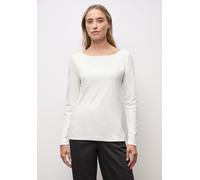 Langarmshirt STREET ONE "Style Lanea", Damen, Gr. 46, sanftes weiß, Jersey, Obermaterial: 50% Baumwolle, 50% Modal. Futter: 100% Baumwolle, unifarben, regular fit normal, U-Boot-Ausschnitt, angesetzte
