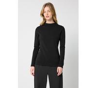 Langarmshirt STREET ONE STUDIO, Damen, Gr. 46, schwarz, Web, 48% Baumwolle, 47% Modal, 5% Elasthan, unifarben, comfort fit normal, ohne Ausschnitt, abgesteppt, Shirts Langarmshirt, mit Turtleneck (856