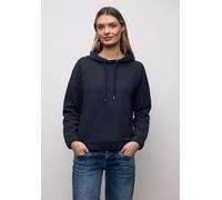 Langarmshirt STREET ONE, Damen, Gr. 46, shadowed navy, Stoff, 100% Polyester, unifarben, comfort fit normal, ohne Ausschnitt, Bündchen, Shirts Langarmshirt, mit Struktur (61330244-46) shadowed navy