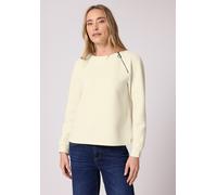 Langarmshirt STREET ONE, Damen, Gr. 46, soft beige, Web, 75% Polyester, 20% Viskose, 5% Elasthan, unifarben, normal normal, U-Boot-Ausschnitt, Bündchen, Shirts Langarmshirt, mit U-Boot-Ausschnitt (939