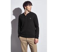 Langarmshirt STREET ONE MEN, Herren, Gr. 3XL, basic schwarz, Web, 96% Baumwolle, 4% Polyester, unifarben, normal normal, Rundhals, abgesteppt, Shirts, im soften Baumwoll-Mix (96449869-XXXL) basic schw